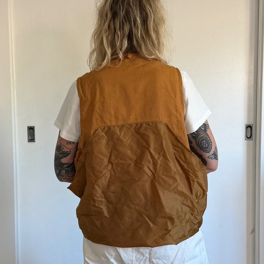 Vintage 1970s KMart CottonHunting Utility Vest Tobacco Brown Multi Pocket Mens L - Picture 4 of 5